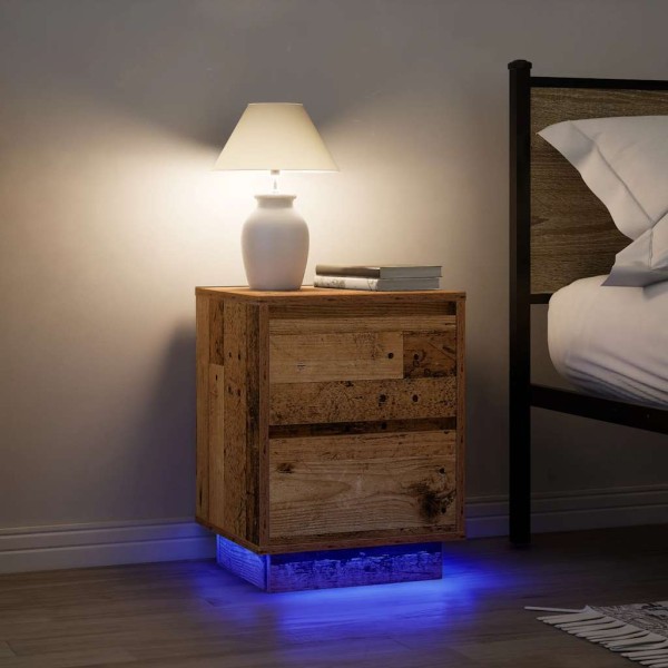bedside cabinets with LED lights 2 pcs Old wood