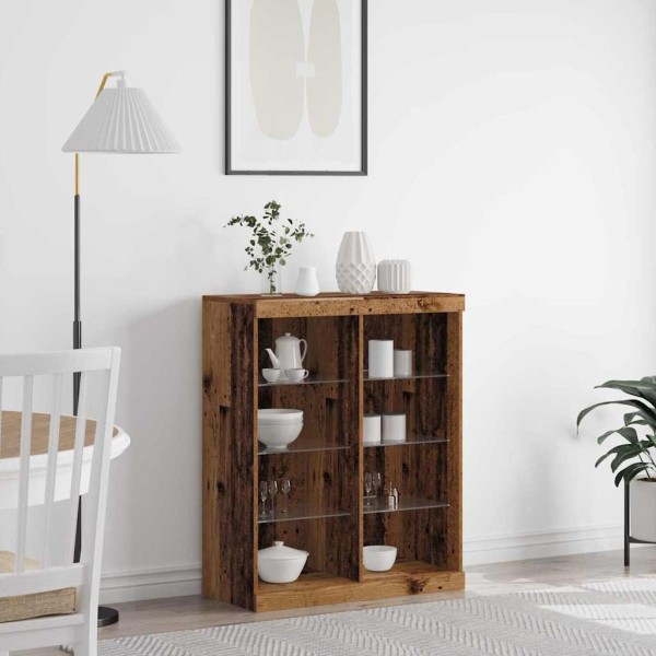 LED Sideboard Aged wood 81 x 37 x 100 cm