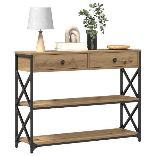 Console table with drawers artisan oak 100 x 28 x 75 cm