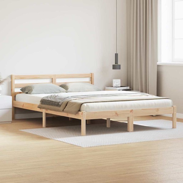Bed frame Brown 225.5 x 165.5 x 69.5 cm Solid pine wood