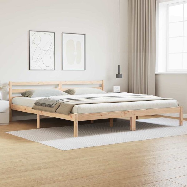 Bed frame Brown 225.5 x 185.5 x 69.5 cm Solid pine wood