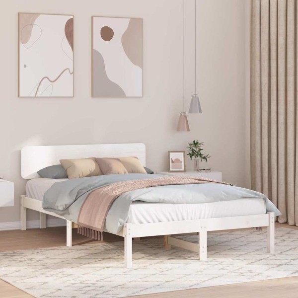 Bed frame White 120 x 200 cm Solid pine wood