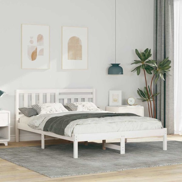 Bed frame White 120 x 190 cm Solid pine wood