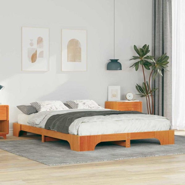 Bed frame Brown 140 x 210 cm Solid pine wood