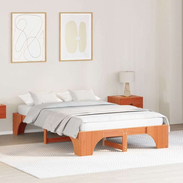 Bed frame Wax brown 120 x 190 cm Solid pine wood