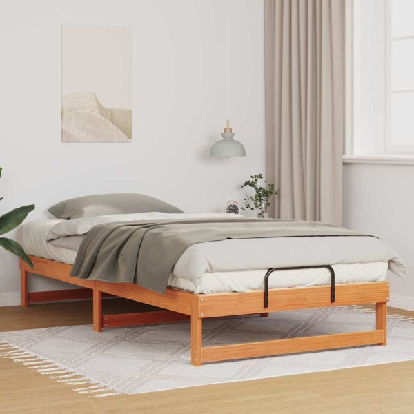 Bed frame Brown 100 x 210 cm Solid pine wood