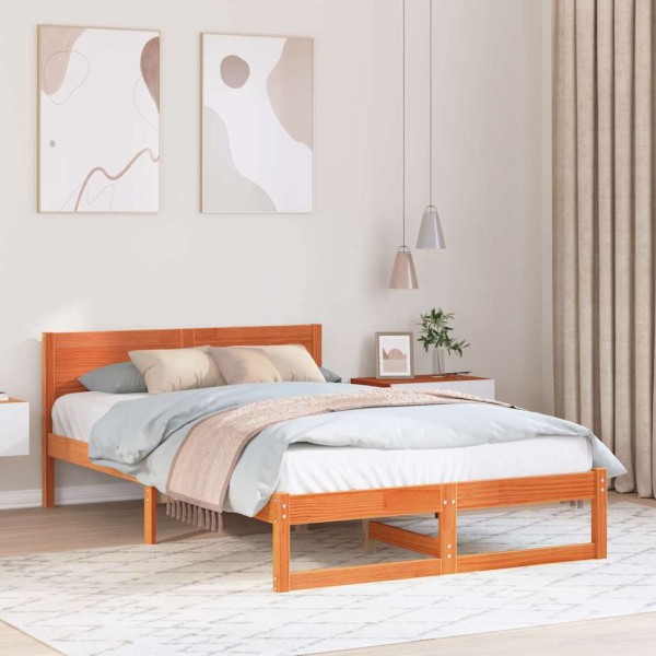 Bed frame Wax brown 120 x 200 cm Solid pine wood