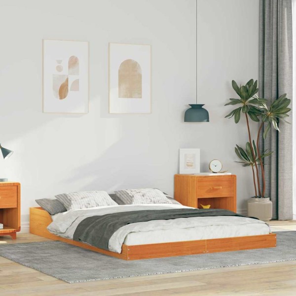 Bed frame Wax brown 140 x 190 cm Solid pine wood