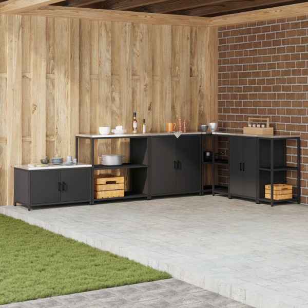 Kitchen storage with shelf Black 90 x 50 x 92 cm Steel