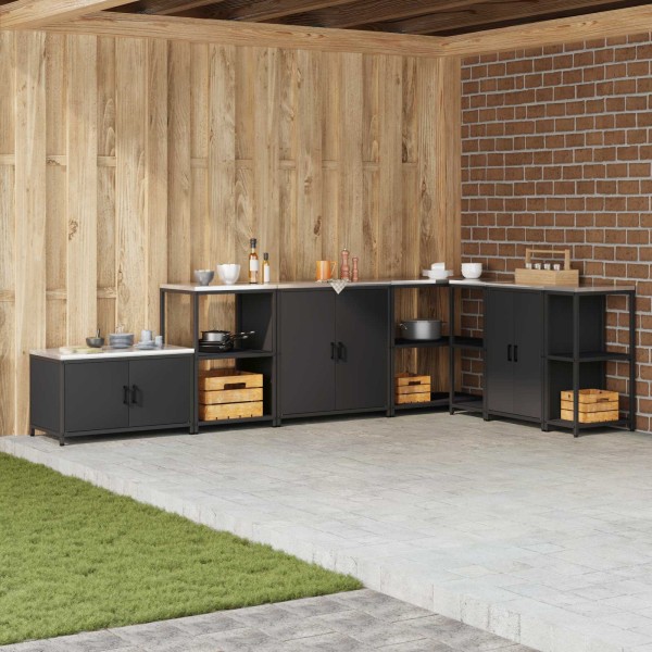 Kitchen storage with shelf Black 90 x 50 x 53 cm Steel