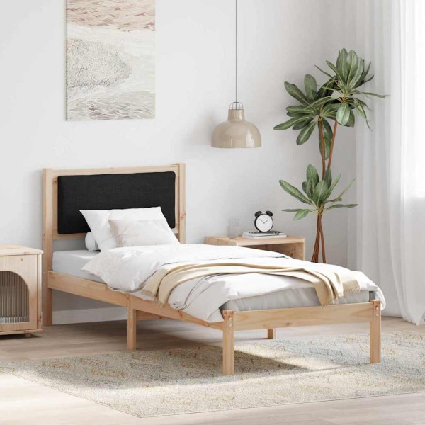 Bed frame Black 80 x 190 cm Solid pine wood