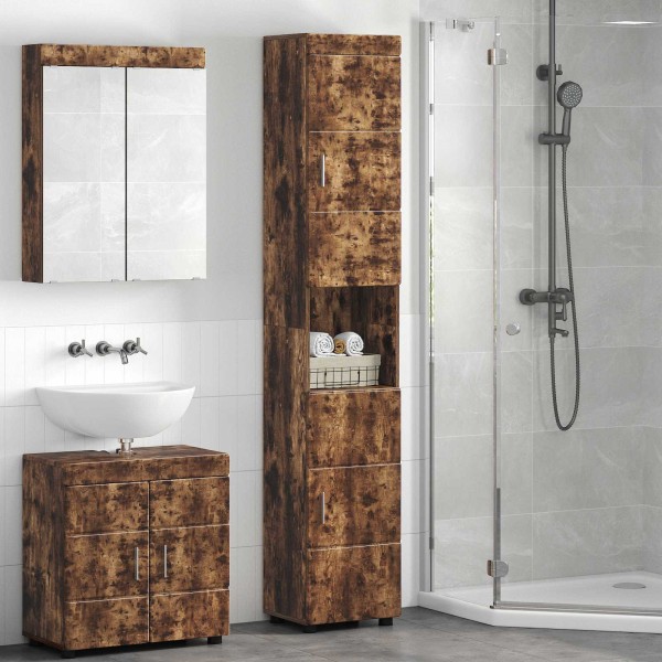 Bathroom cabinet set TULUM Smoked oak Treated wood