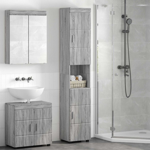 Bathroom cabinet set TULUM Gray Sonoma Processed wood