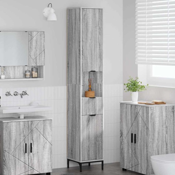 Bathroom cabinet with drawers Gray Sonoma 31.5 x 33 x 190 cm