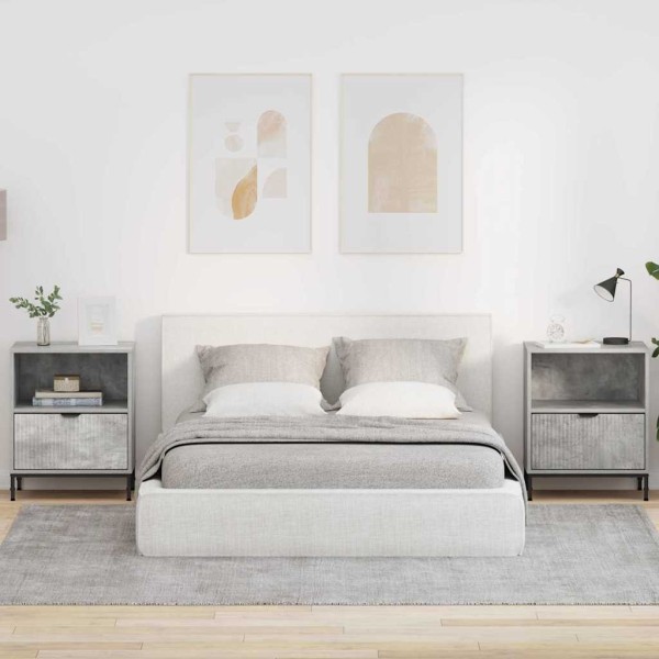 Bedside cabinet 2 pcs Concrete gray 49 x 36 x 61 cm