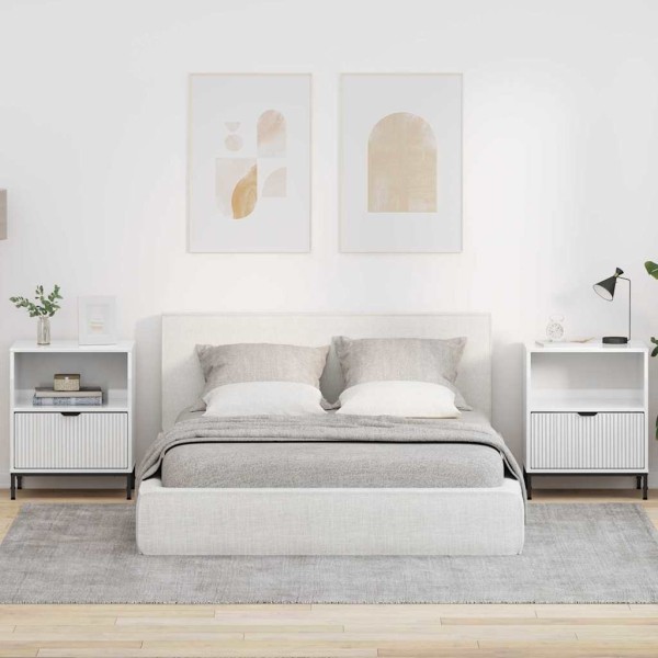 Bedside cabinet with drawers 2 pcs Extra glossy white