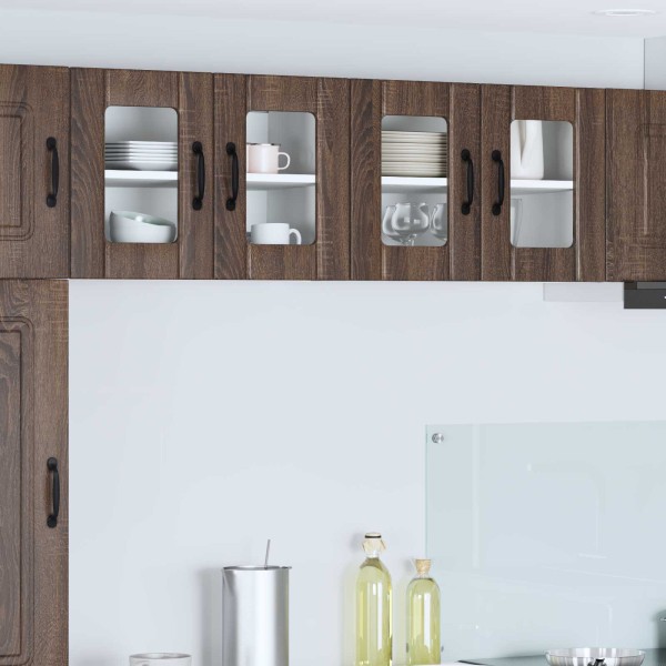 Wall glass cabinet LUCCA 2 pcs Brown oak