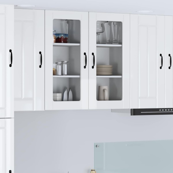 Wall glass cabinet LUCCA 2 pcs High gloss white