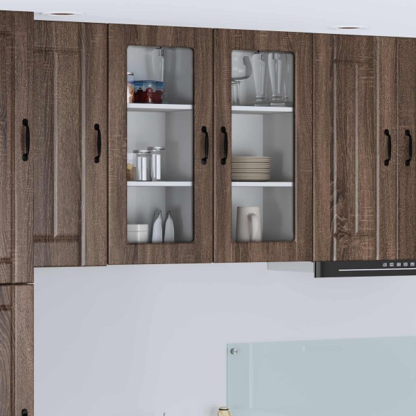 Wall glass cabinet LUCCA 2 pcs Brown oak