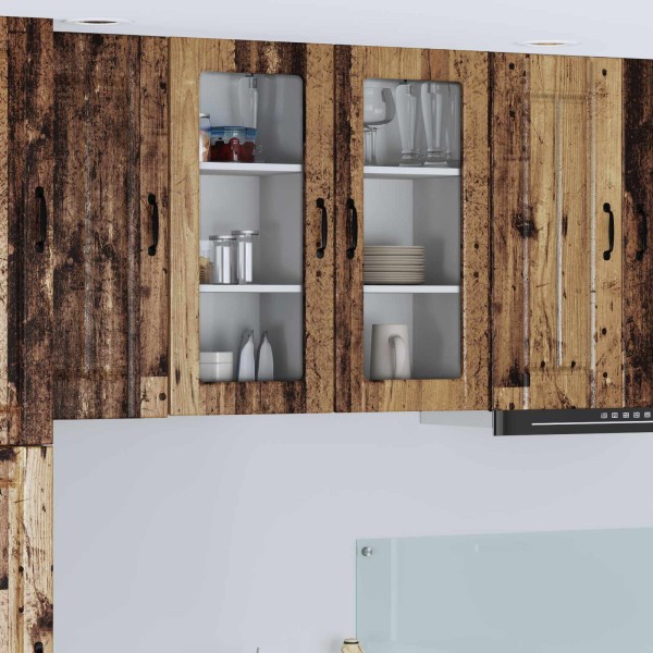 Wall glass cabinet LUCCA 2 pcs Aged wood