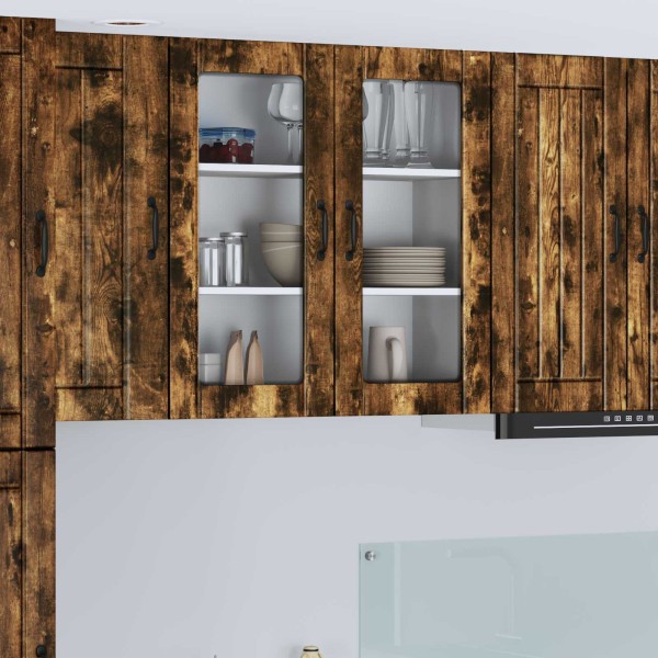 Wall glass cabinet LUCCA Smoked oak