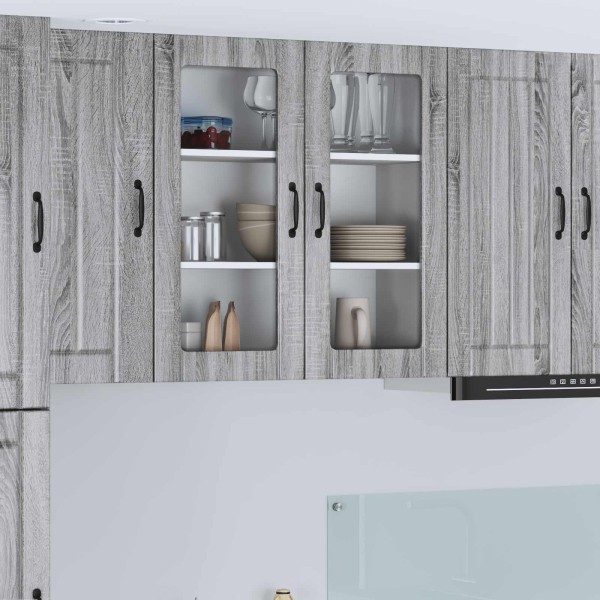 Wall glass cabinet LUCCA Gray sonoma oak