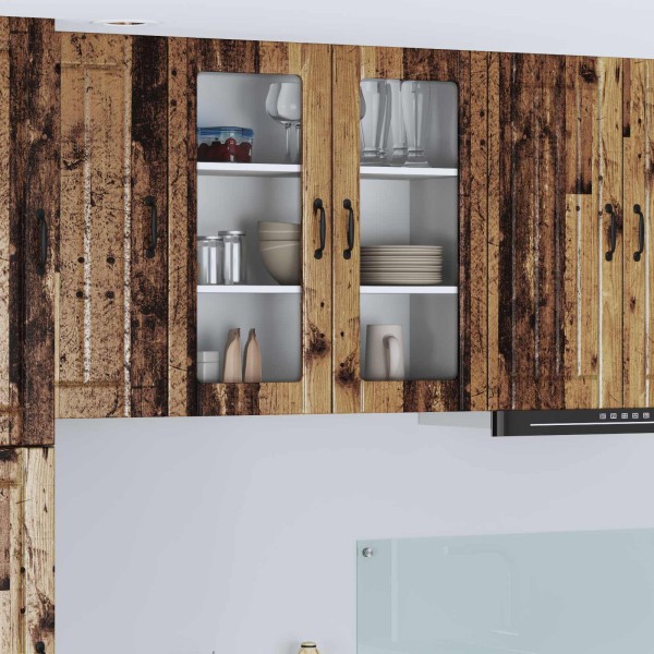 Wall glass cabinet LUCCA Aged wood