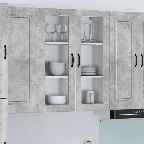 Wall-mounted glass cabinet LUCCA Concrete gray