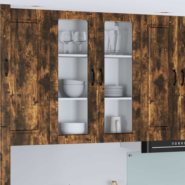 Wall glass cabinet LUCCA Smoked oak
