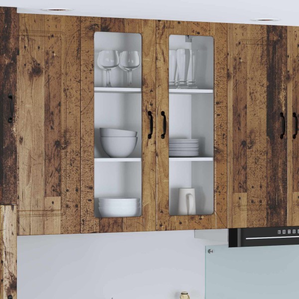 Wall glass cabinet LUCCA Aged wood