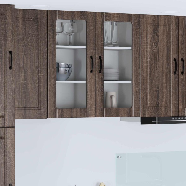 Wall glass cabinet PORTO 2 pcs Brown oak