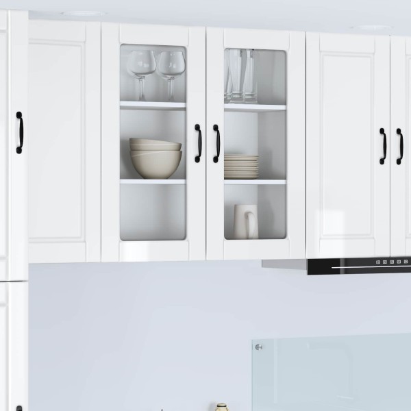 Wall glass cabinet PORTO High gloss white