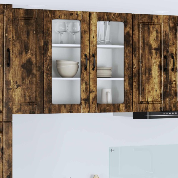 Wall glass cabinet PORTO Smoked oak