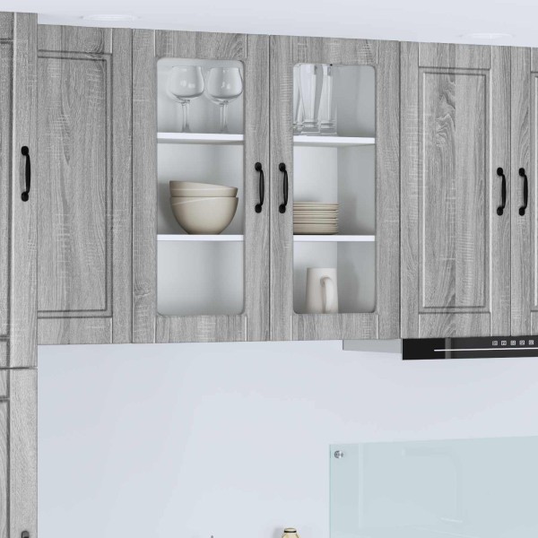 Wall glass cabinet PORTO Gray Sonoma