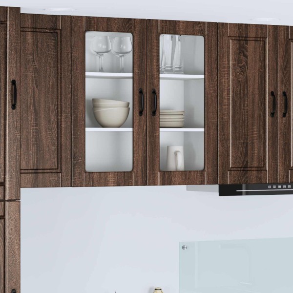 Wall glass cabinet PORTO Brown oak