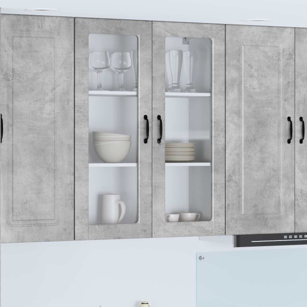 Wall-mounted glass cabinet PORTO Concrete gray