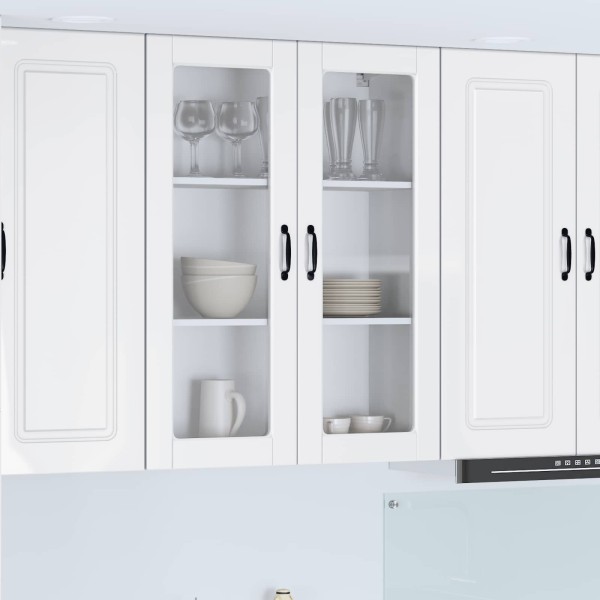 Wall glass cabinet PORTO High gloss white