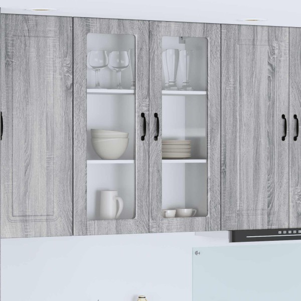 Wall glass cabinet PORTO Gray Sonoma