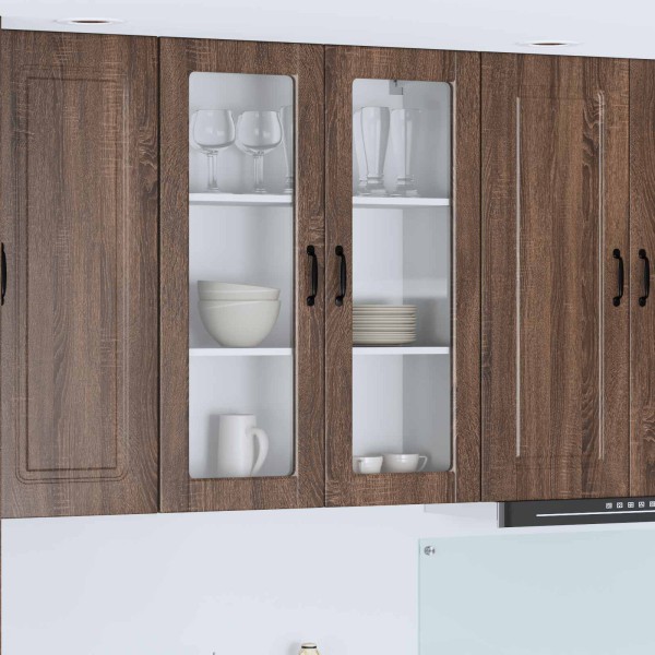 Wall glass cabinet PORTO Brown oak