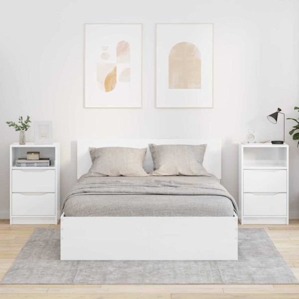 Bedside tables with drawers 2 pcs High gloss white