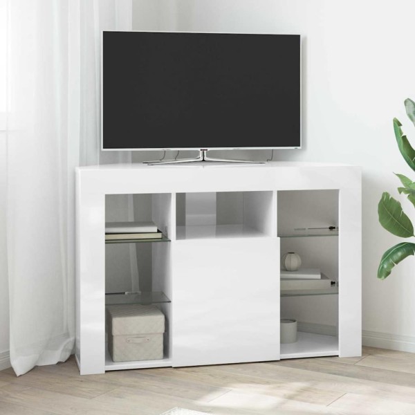 Corner LED TV cabinet High gloss white