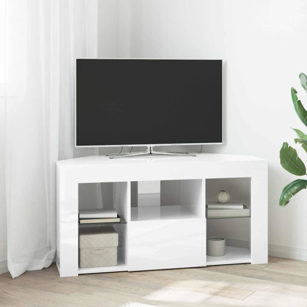 Corner LED TV cabinet High gloss white