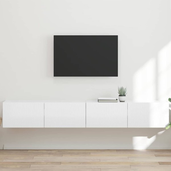 TV wall cabinet 2 pcs Glossy white 98 x 31 x 29.5 cm