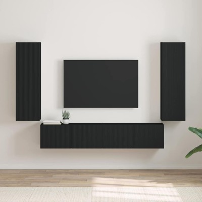 TV wall cabinet 2 pcs Black...