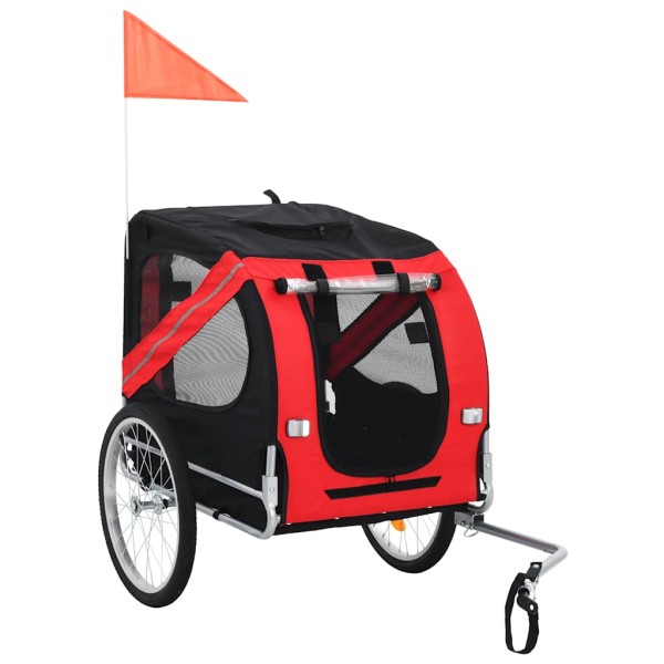 Bicycle trailer for pets, red and black