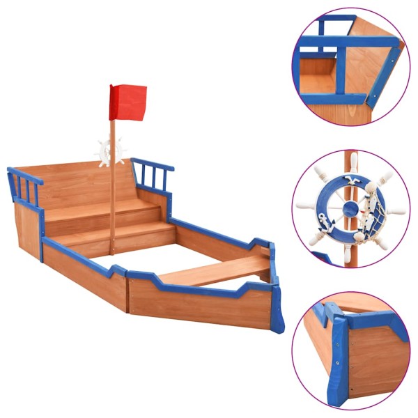 Sandbox, 190x94.5x101cm, spruce wood, pirate ship