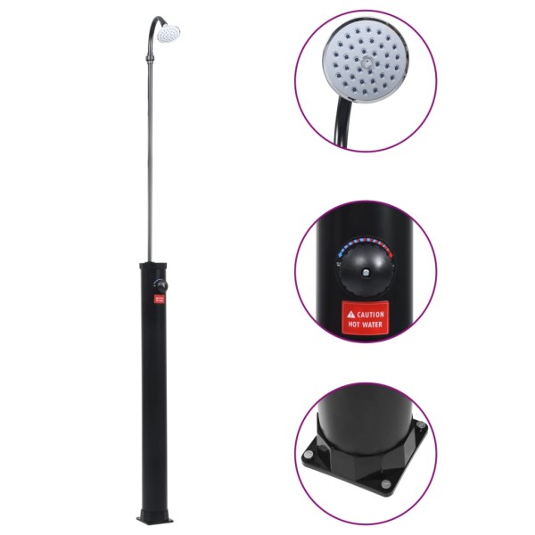Solar heated shower, black, 215cm, 8 l