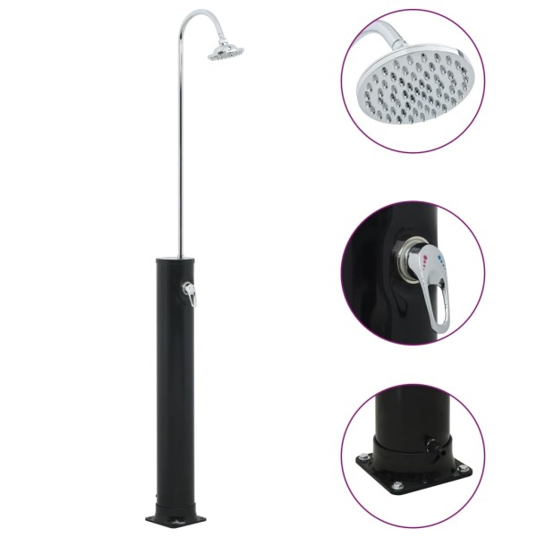 Solar heated shower, black, 214cm, 20l