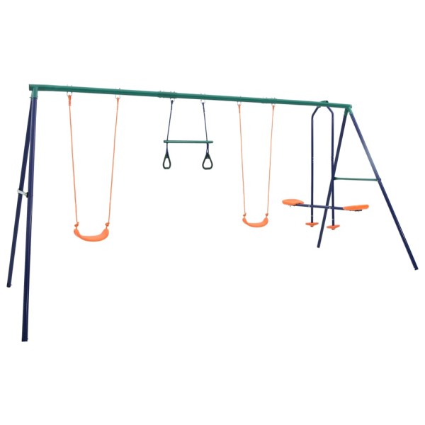 Swing set with gymnastic rings and 4 swings, steel