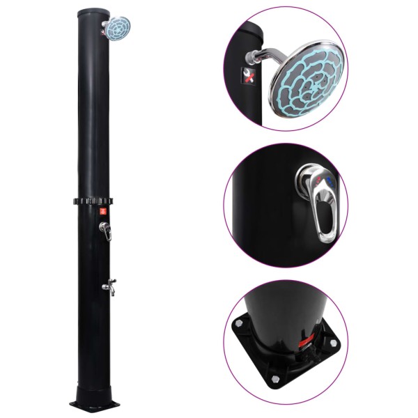Solar heated outdoor shower with head/mixer, 40l